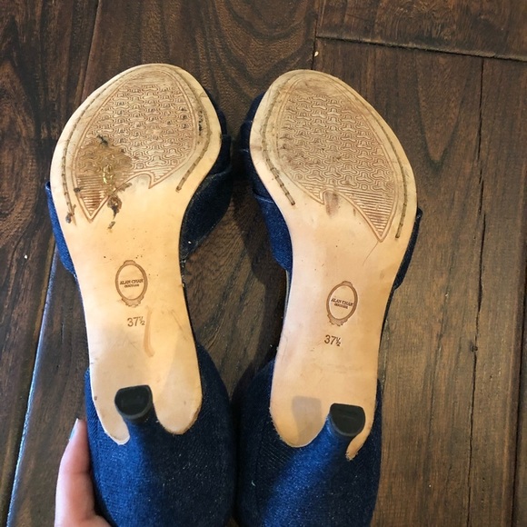 Alan Chan Denim Blue Kitten Heels Size 37.5 - Picture 8 of 10